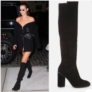 Stuart Weitzman Eloise 75 Black Suede Knee High Boots ASO Bella Hadid